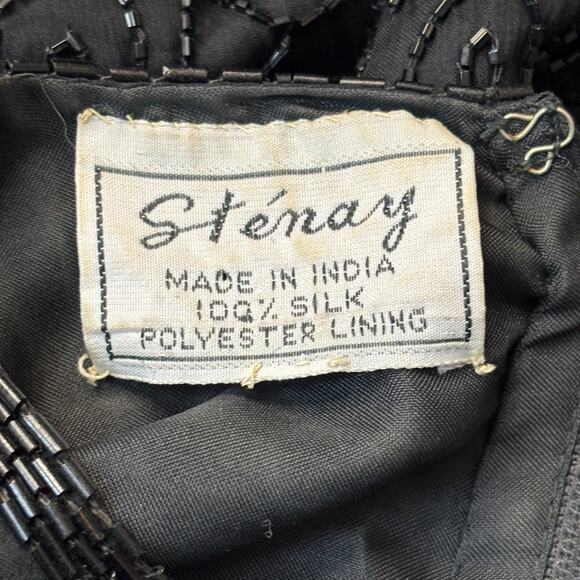 Vintage Stenay Black Beaded Silk Dress - Picture 5 of 5